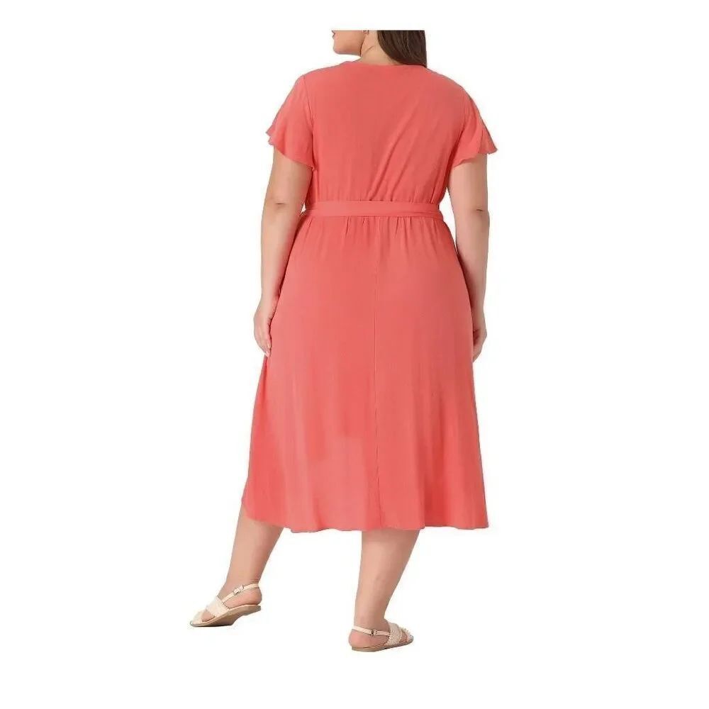 Agnes Orinda Size 1X Women's Summer Dress Boho Short Sleeve High Low a Line Beac - Picture 2 of 8
